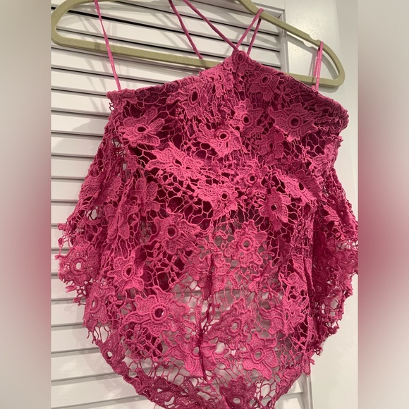 NWOT Free People Seychelles Pink Envy lace halter top size Small MSRP $98 - Picture 3 of 7